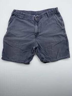 VTG CARHARTT B203 BLS Carpenter Duck Canvas LEATHER PATCH Shorts Sz. 38